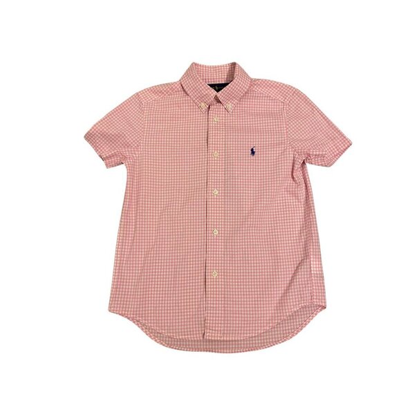 Ralph Lauren Boy's Pink Checked Shirt - Size 7 - Excellent! - Picture 1 of 3